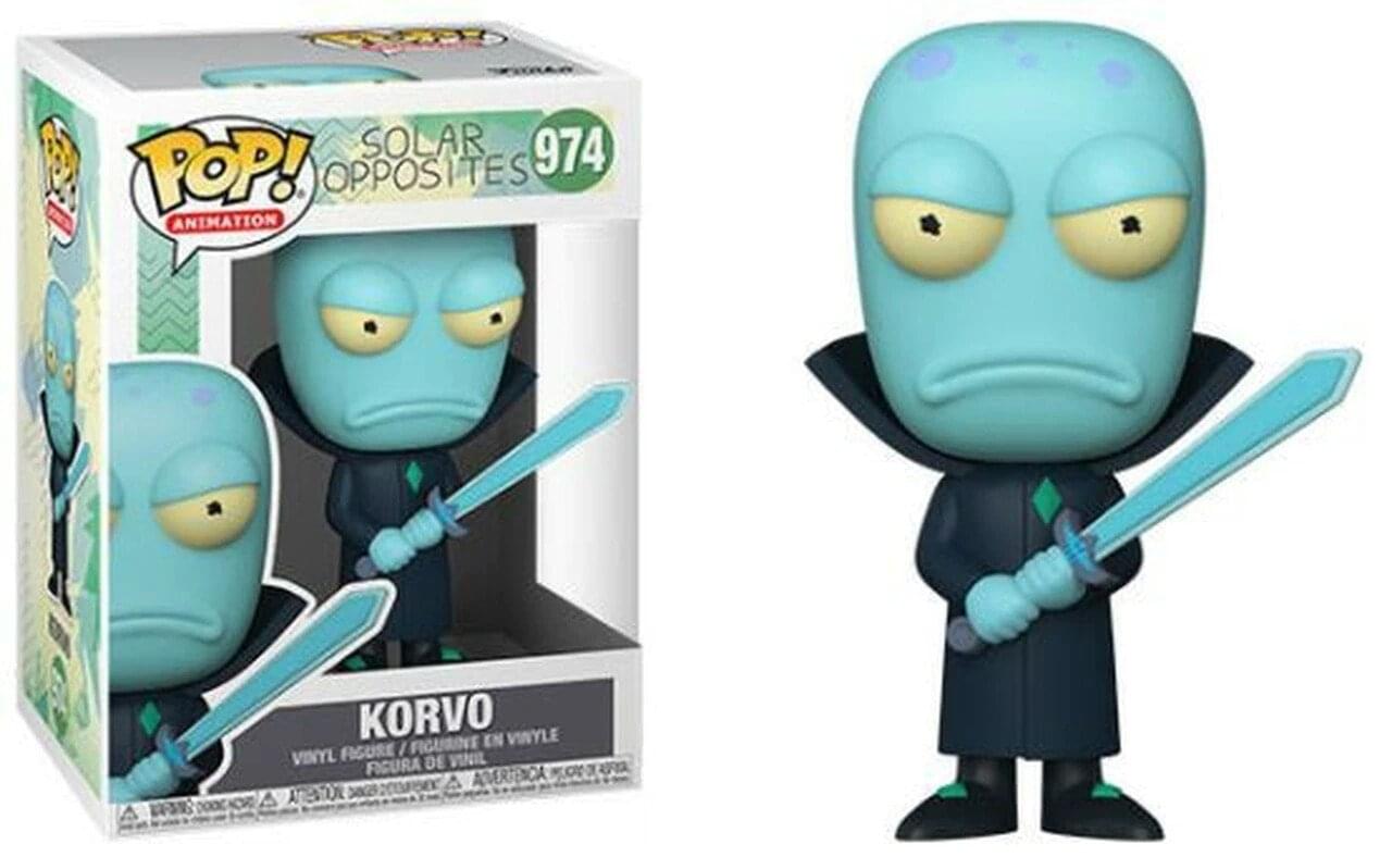 SOLAR OPPOSITES  
974  

POP! ANIMATION  

KORVO  
VINYL FIGURE / FIGURINE EN VINYLE / FIGURA DE VINIL  

WARNING: CHOKING HAZARD - SMALL PARTS. NOT FOR CHILDREN UNDER 3 YEARS.
