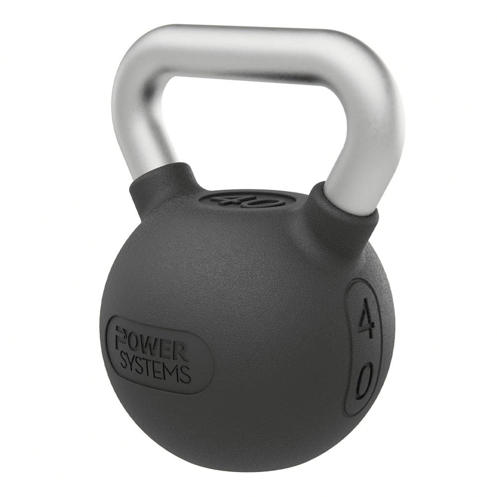 Power Systems - Elite Rubber Kettlebell (40 lb), Premium Rubber Coated Kettlebell for Strength Training - Black