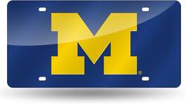 Rico Industries - Michigan-Wolverine's Logo Mirror Look LASER License Plate Auto Tag - Multi