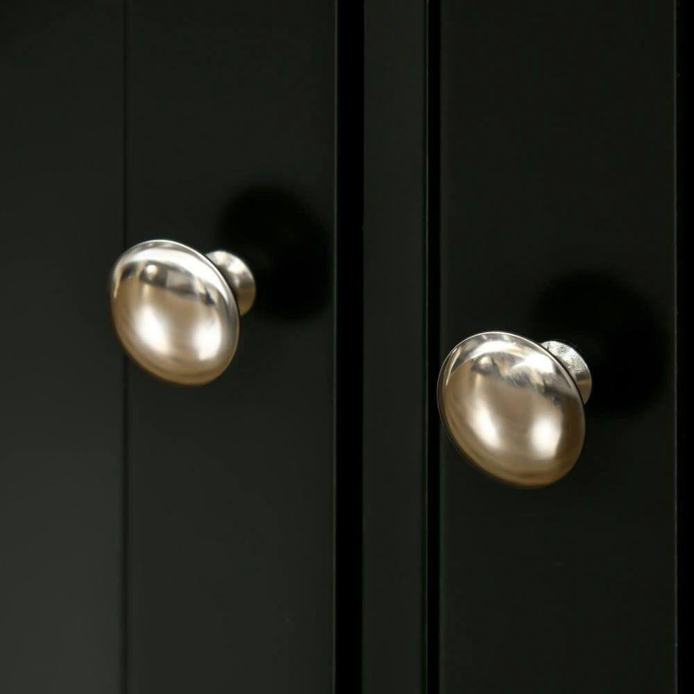 Angle. Kadyn - Kitchen Storage Sideboard with Solid Wood Top and Three Drawers, Black - Black.