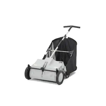 Front. Dapper Supply - 21" Push Lawn Sweeper with 3.5 Cu. Ft. Hopper, Dual Spinning Brushes & Durable Wheels, Gray - Grey.