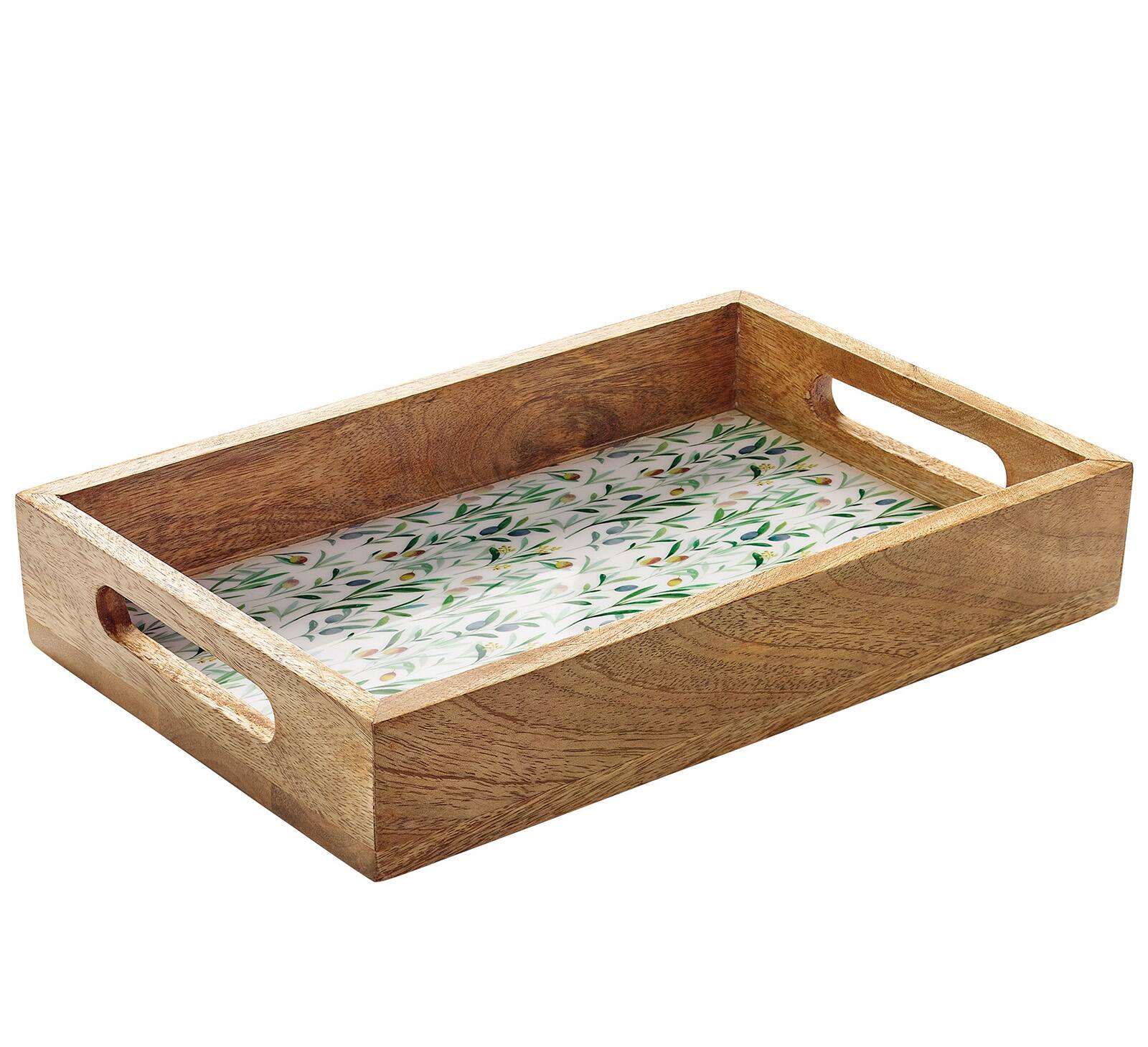 Front. Zassenhaus - Mango Wood Lacquered Serving Tray, 12" x 8" x 2", Olive - Olive.