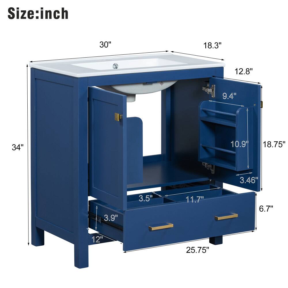 Size: inch  
30" 18.3" 12.8" 9.4" 34" 10.9" 18.75" 3.46" 3.9" 3.5" 11.7" 6.7" 12" 25.75"