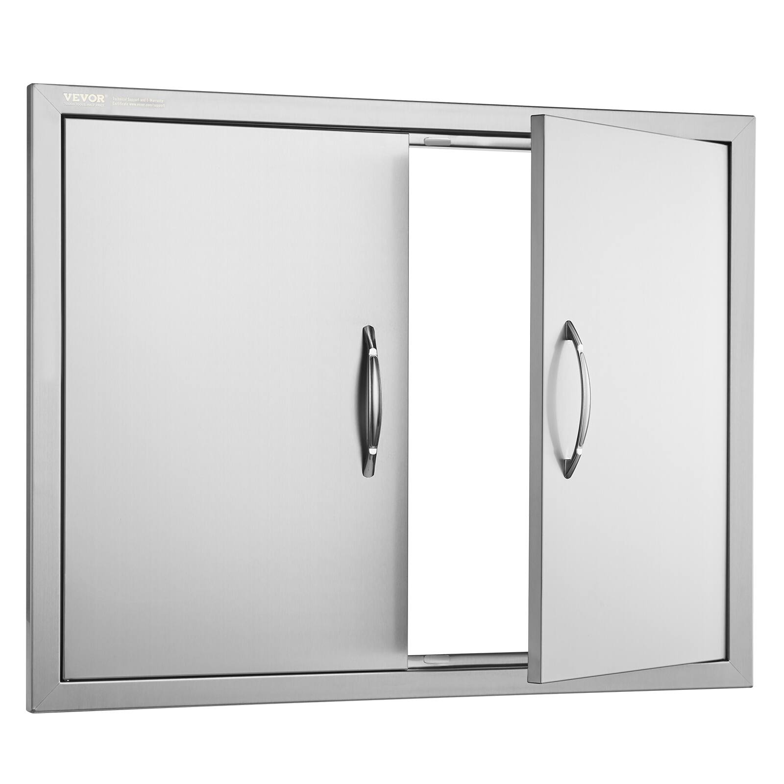 Alt View 5. VEVOR - BBQ Access Door, 31W x 24H Inch Double Outdoor Kitchen Door, Stainless Steel Flush Mount Door, Double Wall Vertical Door - Silver.