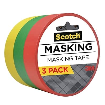 Scotch - Expressions Light Masking Tape, 0.94 x 20 yds., Yellow/Green/Red, 3/Pack (3437-3PRM) - Assorted price history on PriceWatchPro