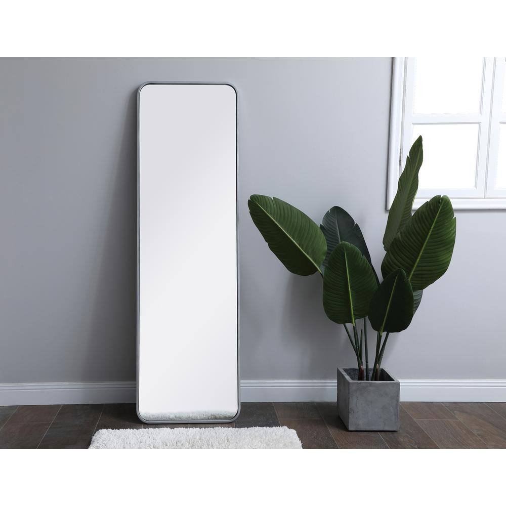 Alt View 4. Elegant Decor - Soft corner metal rectangular mirror 18x60 inch in Silver - Silver.