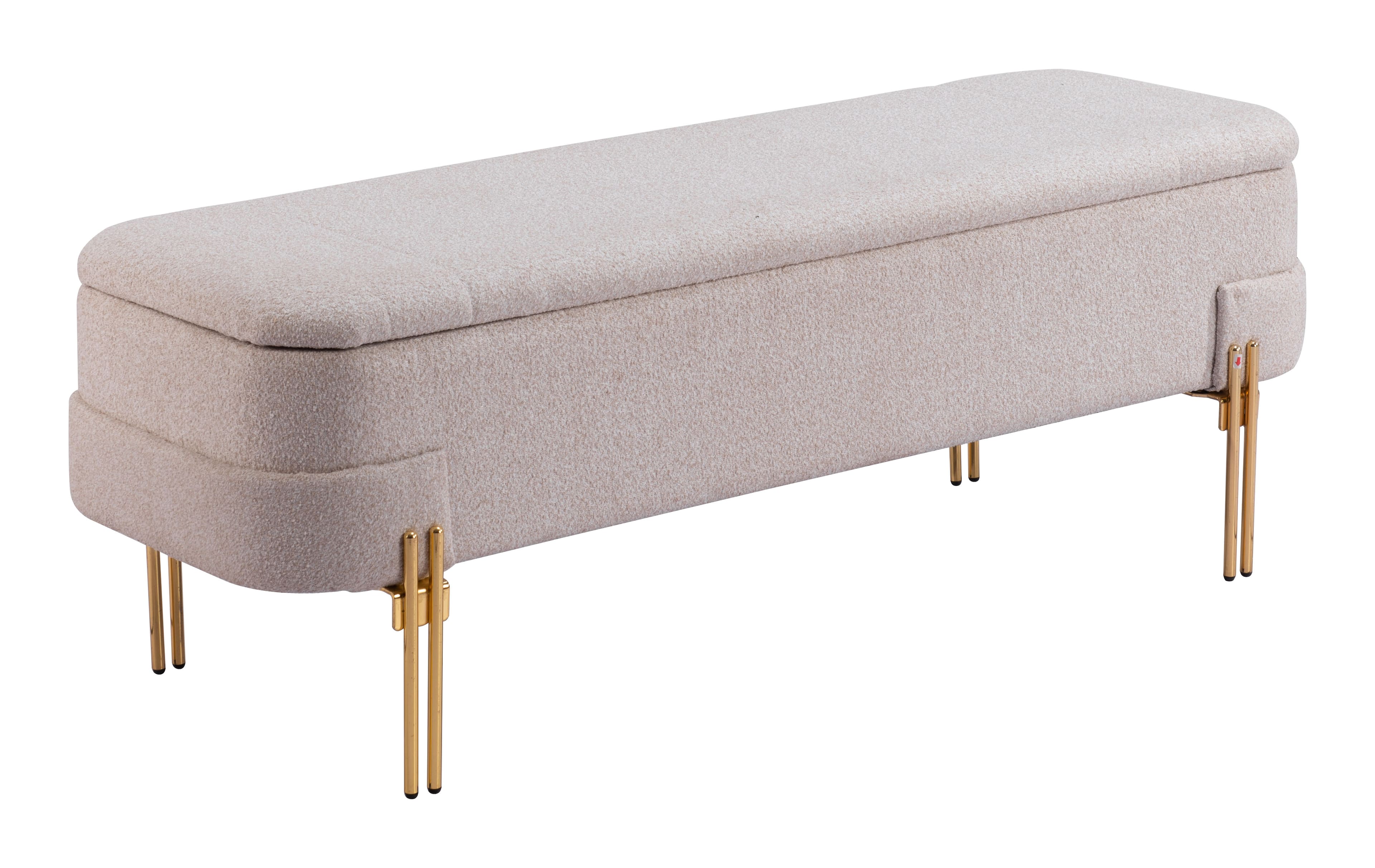 Hivvago - Lebreton Storage Bench - Oatmeal Beige