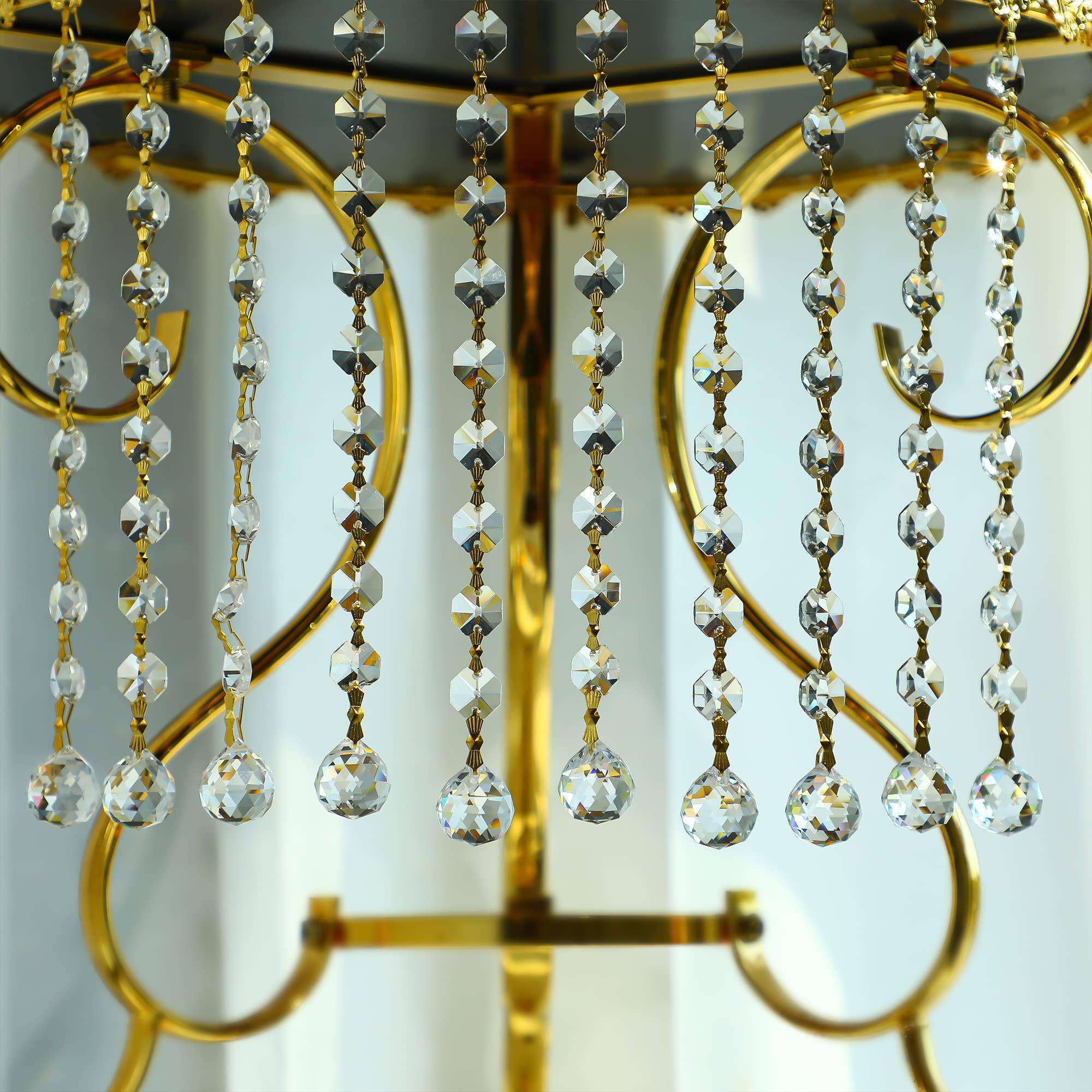 Back. Fabibe - 10pcs Crsytal Crystal Garland Strands Hanging Glass Chandelier Beads Chains 20mm Balls Prisms With Pendants Parts - Icicles.