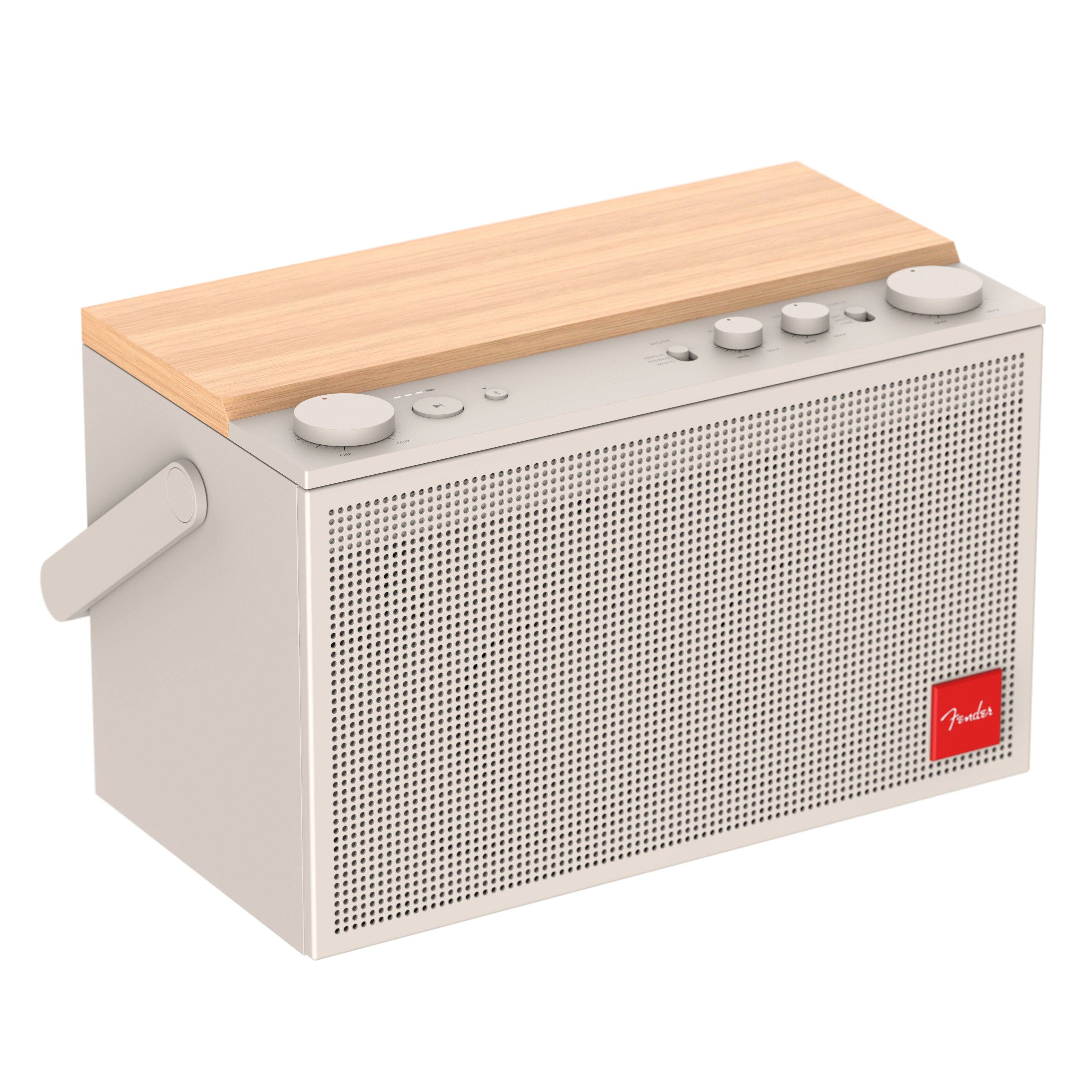 Angle. Fender - ELIE 12 Portable Wireless Bluetooth Speaker with XLR-1/4", 2 Dedicated Wireless Channels, 120W Output - Olympic White.