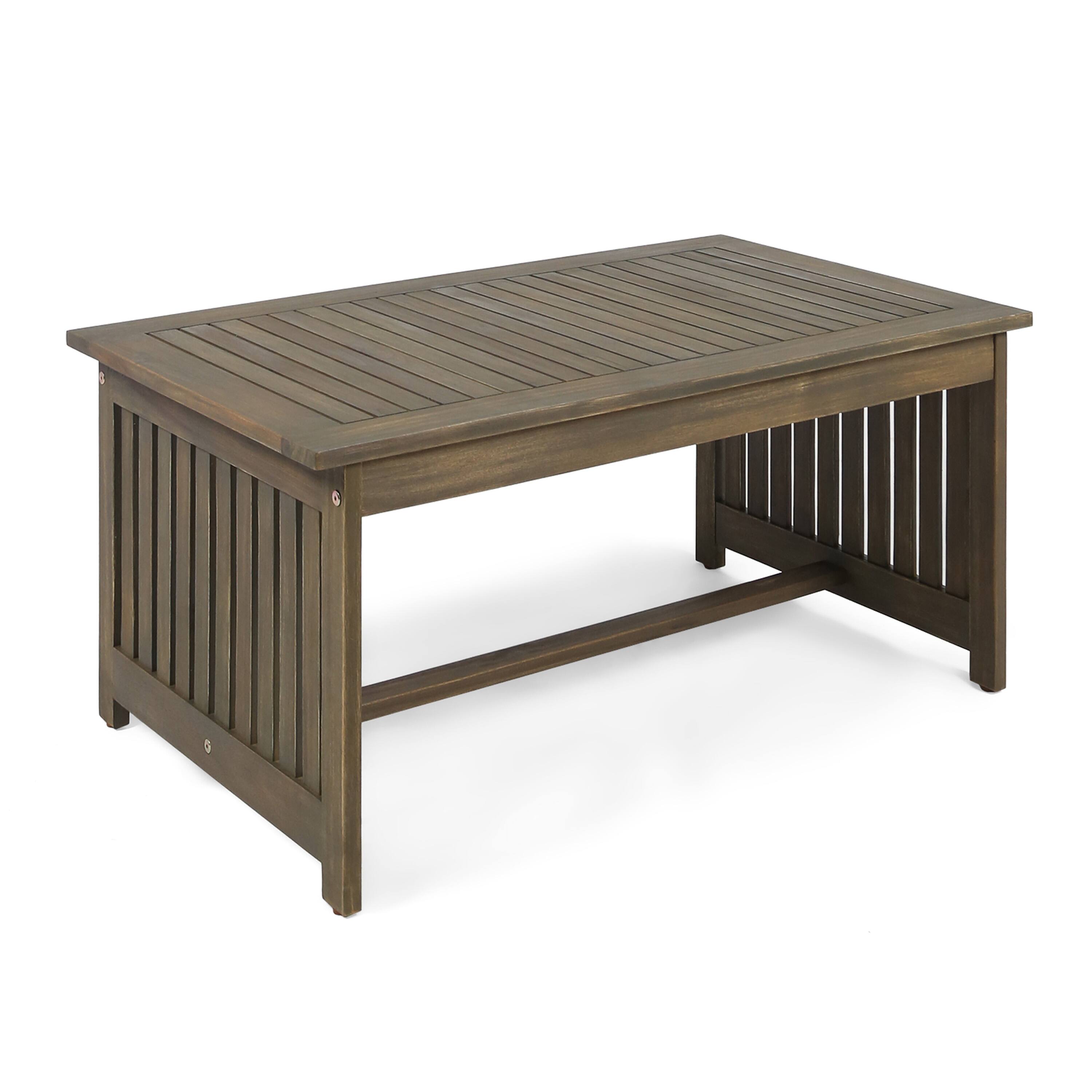 Left. Mondawe - Acacia Wood Outdoor Coffee Table - Grey.