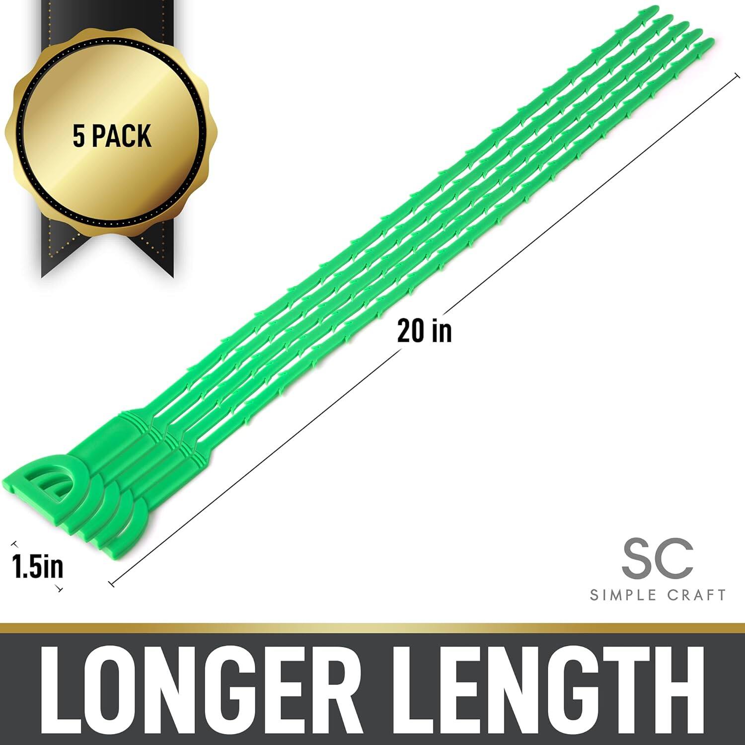 5 PACK  
20 in  
1.5 in  
SC SIMPLE CRAFT  
LONGER LENGTH