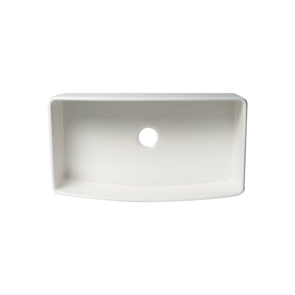 Alt View 3. Alfi - ALFI brand ALFI Brand White Smooth Curved Apron 36 x 20 Single Bowl Fireclay Farm Sink - White.