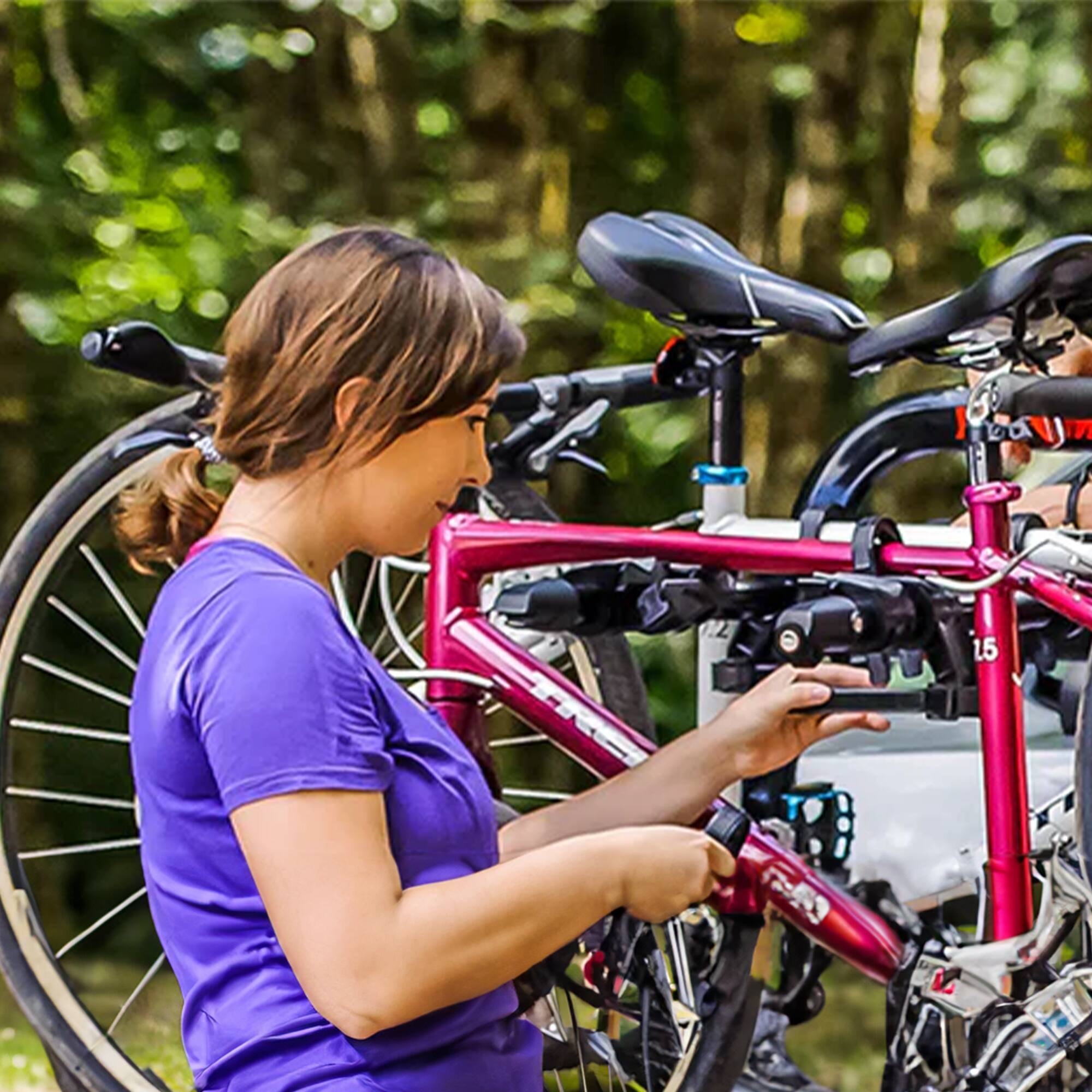 Angle. Yakima - Yakima DoubleDown 4 Tilting Hitch-Mounted Bike Rack for Cars, SUVs, & Trucks - Black.