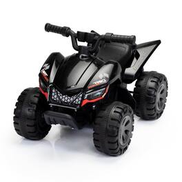 BreeBe - Kids 6V Electric Ride On ATV, Battery Powered Quad Car with Music, LED Lights, Spray Toy, 4 Wheels for Toddlers 3-5 - Black