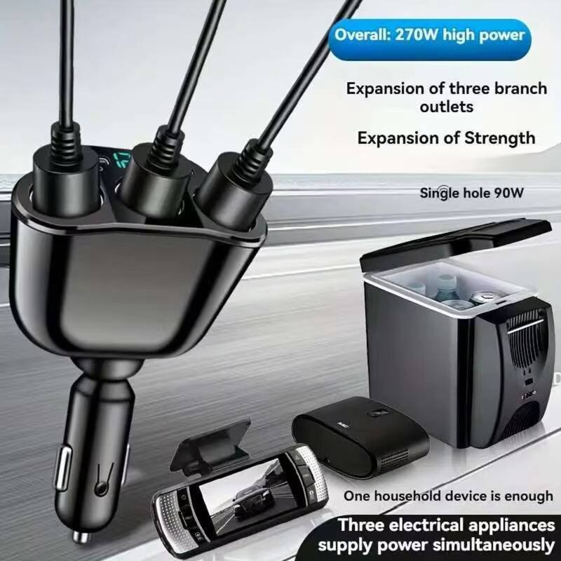 Overall: 270W high power  
Expansion of three branch outlets  
Expansion of Strength  
Single hole 90W  
One household device is enough  
Three electrical appliances supply power simultaneously