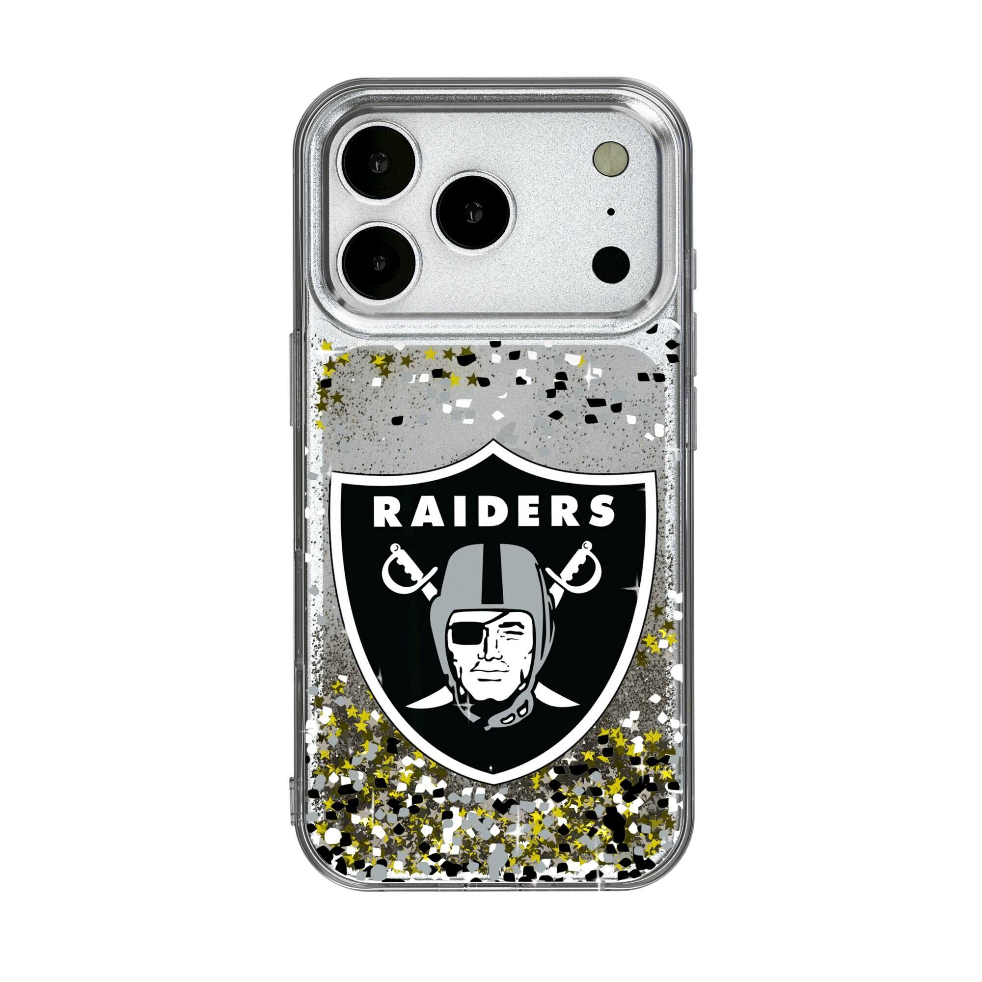Front. Keyscaper - Las Vegas Raiders iPhone Glitter Case with Confetti Design - 17 Pro Max - Multicolor.