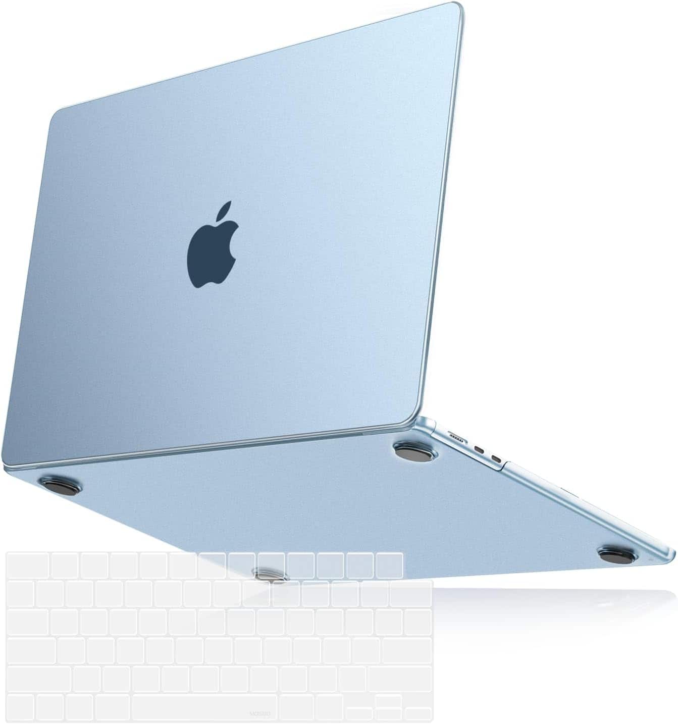 mosiso - Ultra-Thin Hard Shell Case & Keyboard Cover for MacBook Air 13 inch (A3449 A3240 A3113 A2681 2022–2026) - Sky Blue Clear