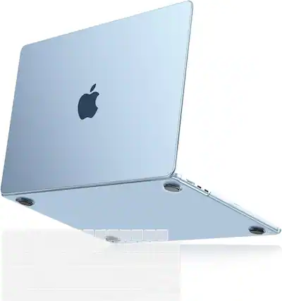 Front. mosiso - Hard Case and Keyboard Cover for MacBook Air 15-inch A3448 A3241 A3114 A2941 - Sky Blue Clear.