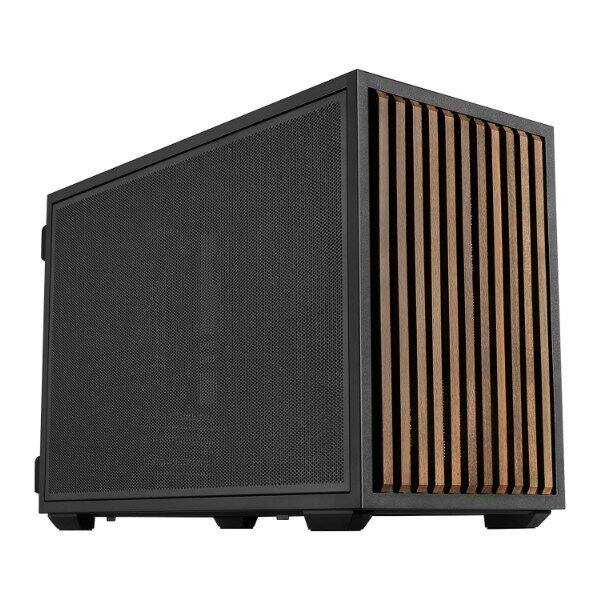 Angle. Lian Li - B4-mATX Walnut Wood Compact SFF Computer Case Pre-installed 2 x 120mm Fans Rotating AC Inlet Horizontal/Vertical Setup - Black.