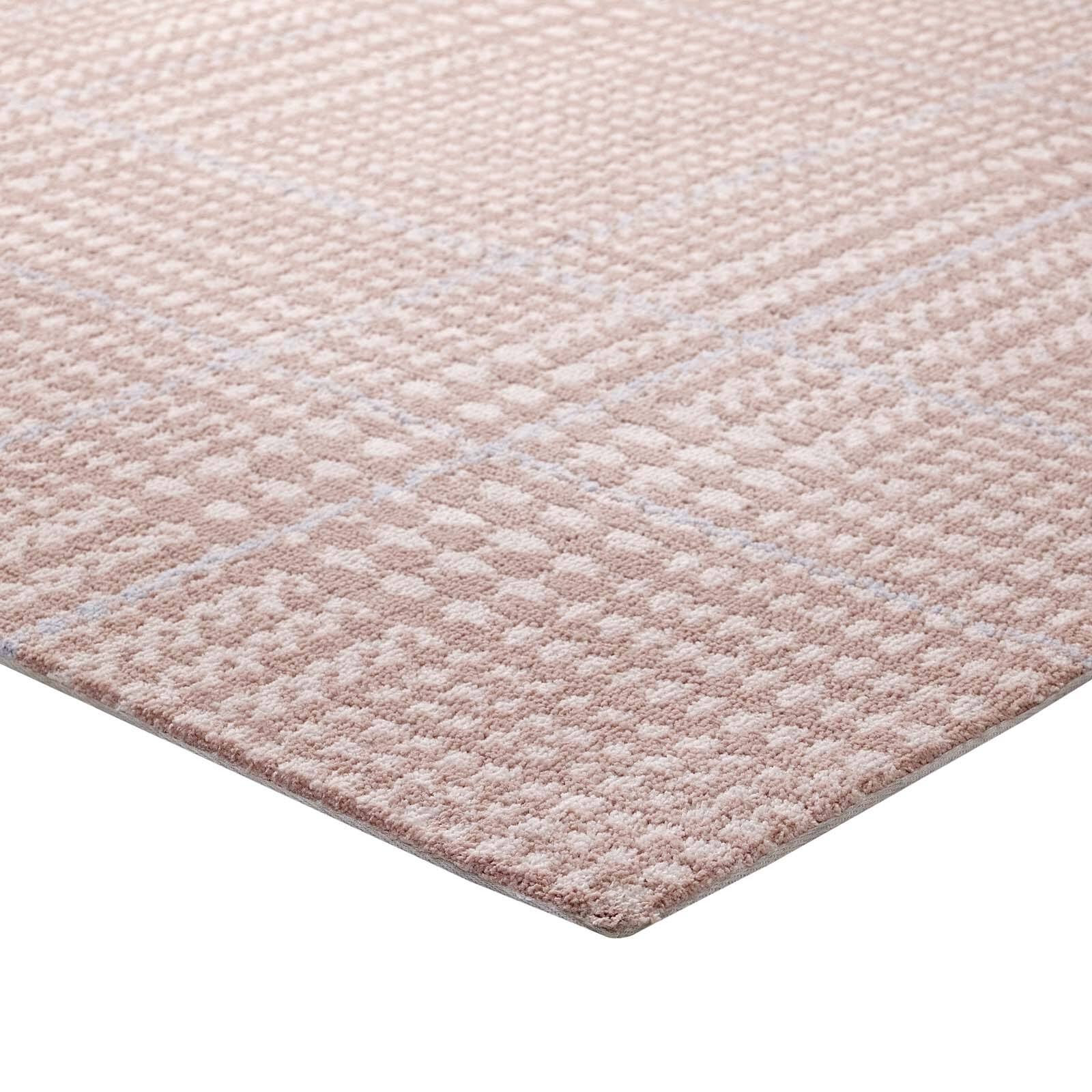 Back. Modway - Kaja Abstract Plaid Area Rug - Ivory Cameo Rose and Light Blue.