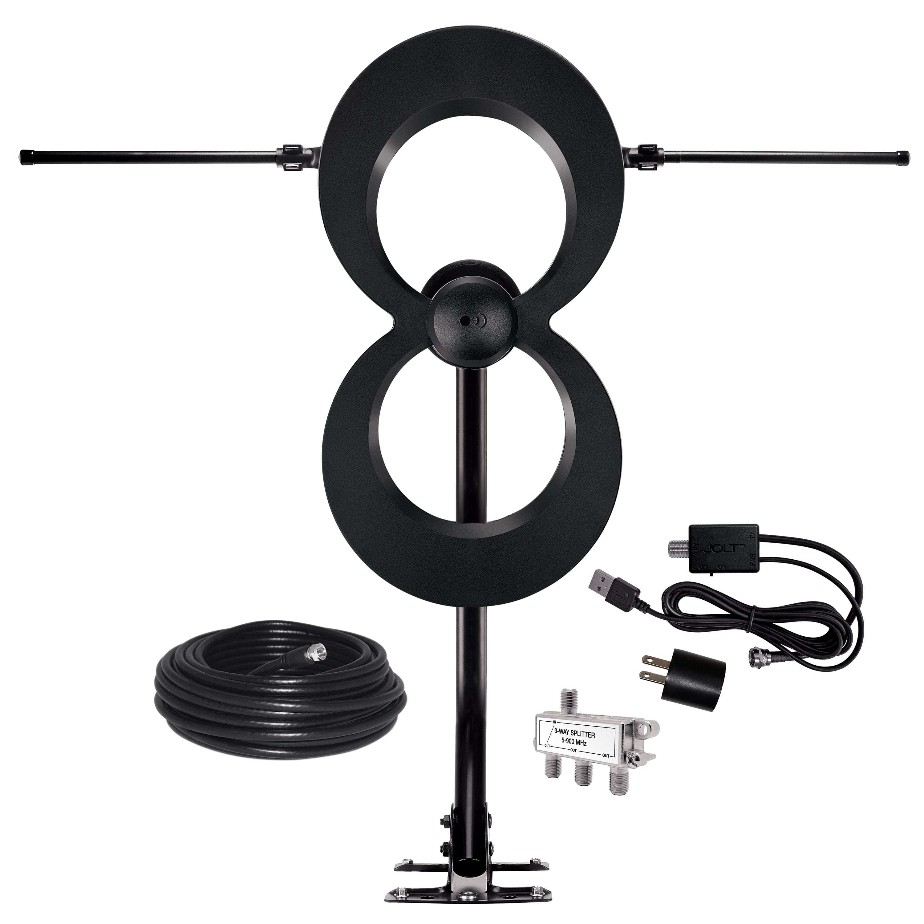 Front. Antennas Direct - ClearStream MAX-XR Complete Amplified Indoor/Outdoor HDTV Antenna with 60-Mile Range - Black.