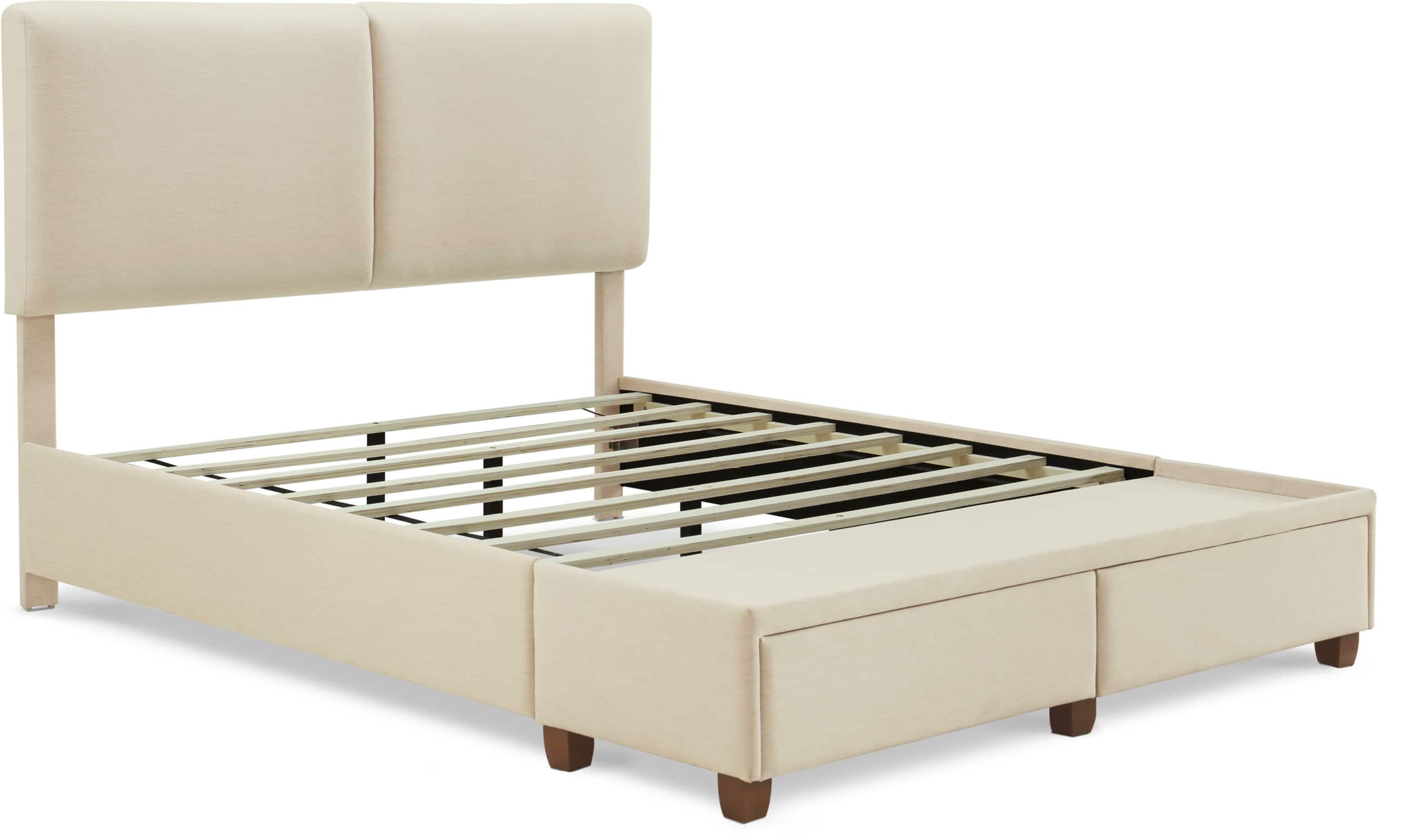 Front. Finch - Maxwell Storage Bed with Adjustable Height Headboard Queen - Beige.
