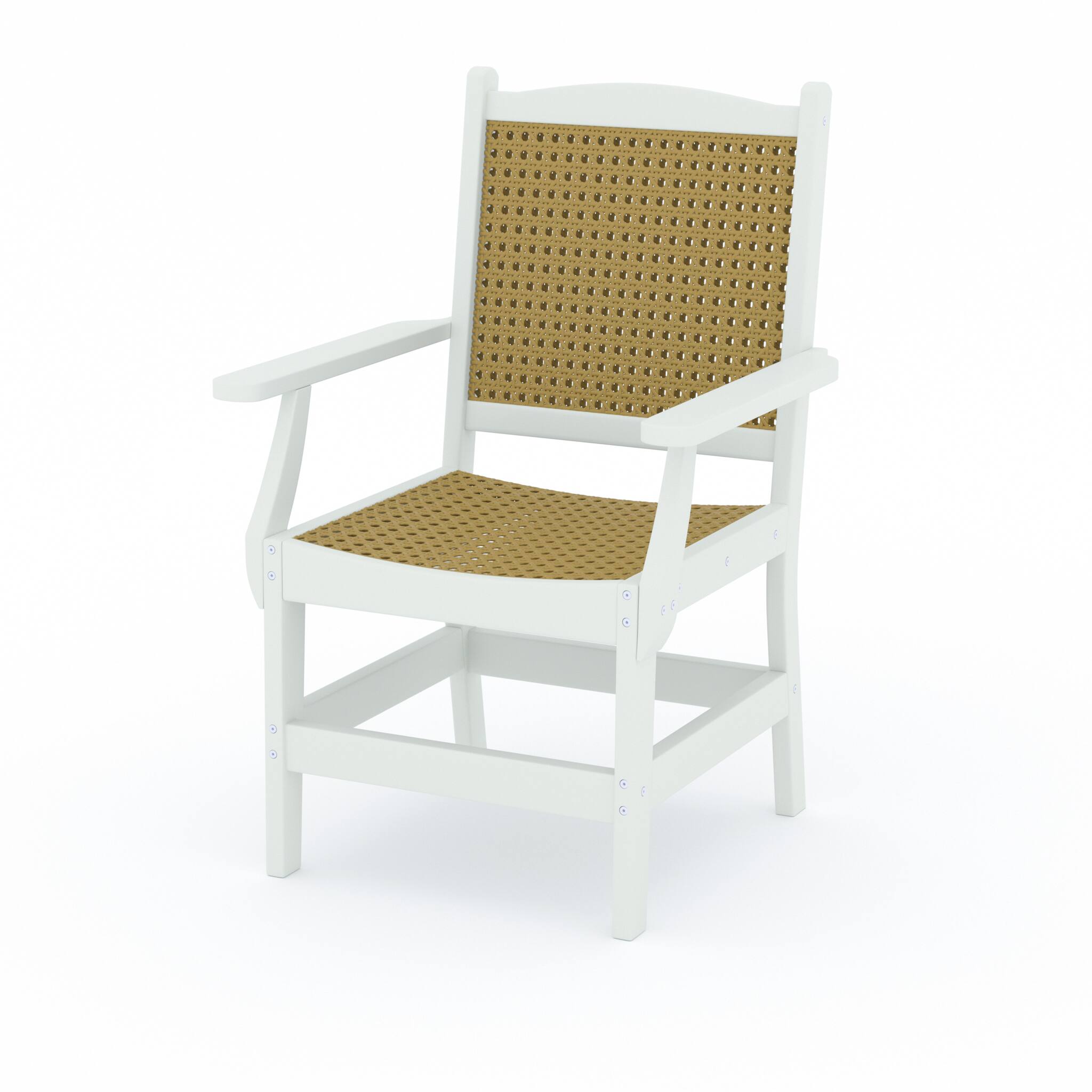 Back. LuXeo - Tuscany Woven  Rattan Dining Set, White (7-Piece) - White.