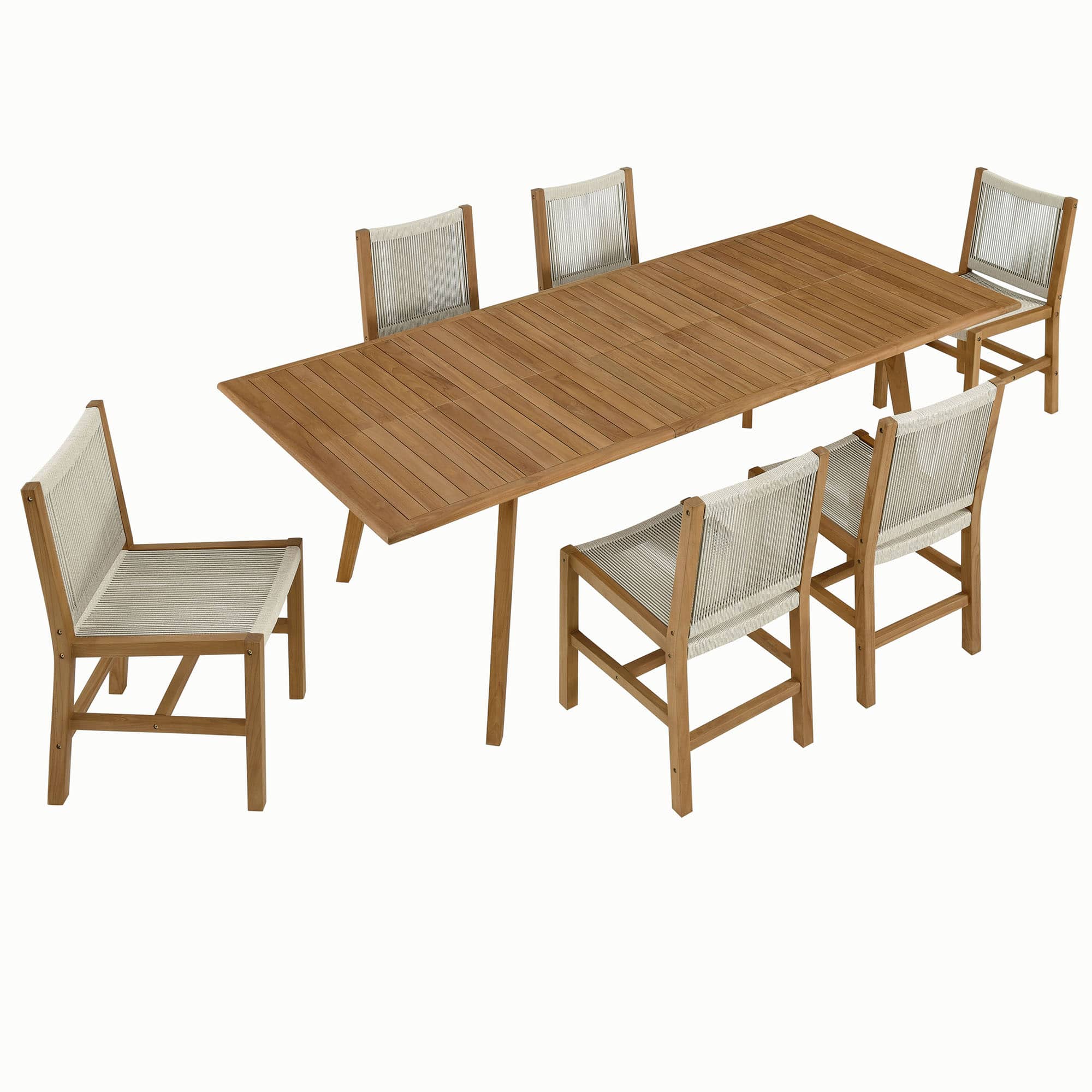 Modway - Vienna 7-Piece Teak and Rope Outdoor Extendable Dining Set with Armless Chairs - Natural Natural price history on PriceWatchPro