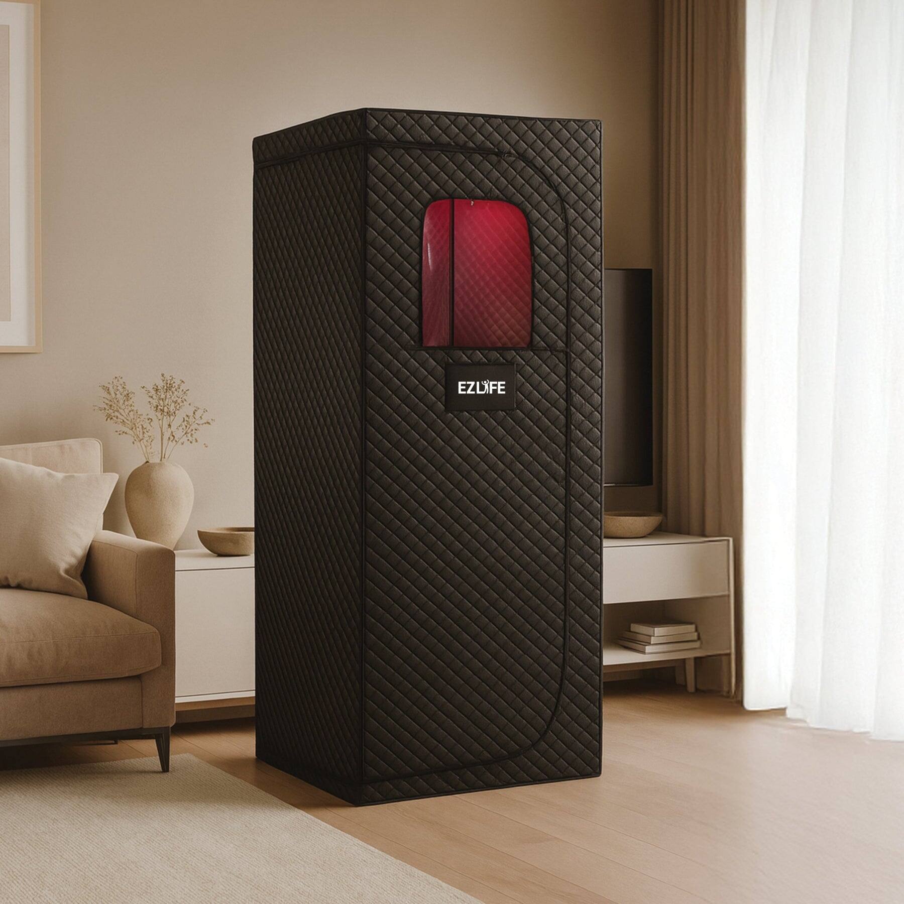 Angle. EZLIFE - Infrared Sauna Tent with Red Light | EZLIFE - Black.