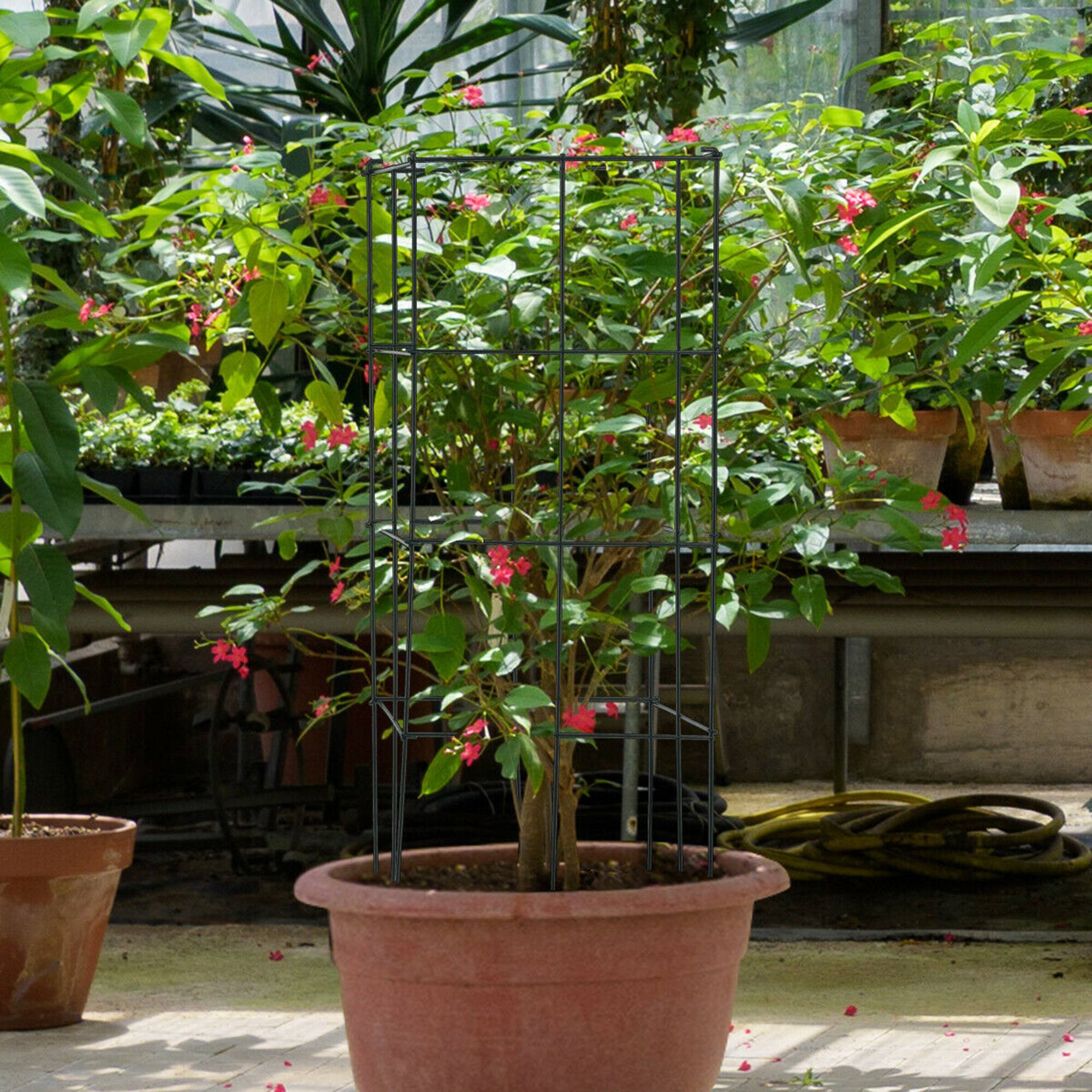 Alt View 2. Gymax - Gymax 4 Pack Tomato Cages Garden Cages Stakes Plant Trellis 16'' x 16'' x 39'' - Dark Green.