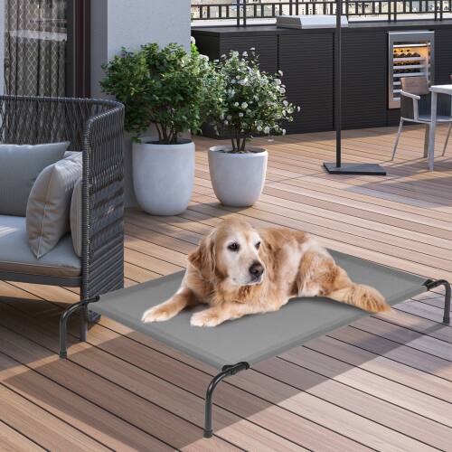 Alt View 7. Winado - Portable 50in Dog Bed, Cooling Raised Pet Cot, with Waterproof Textilene Mesh, Washable, Breathable for Indoor Outdoor - Light Gray.