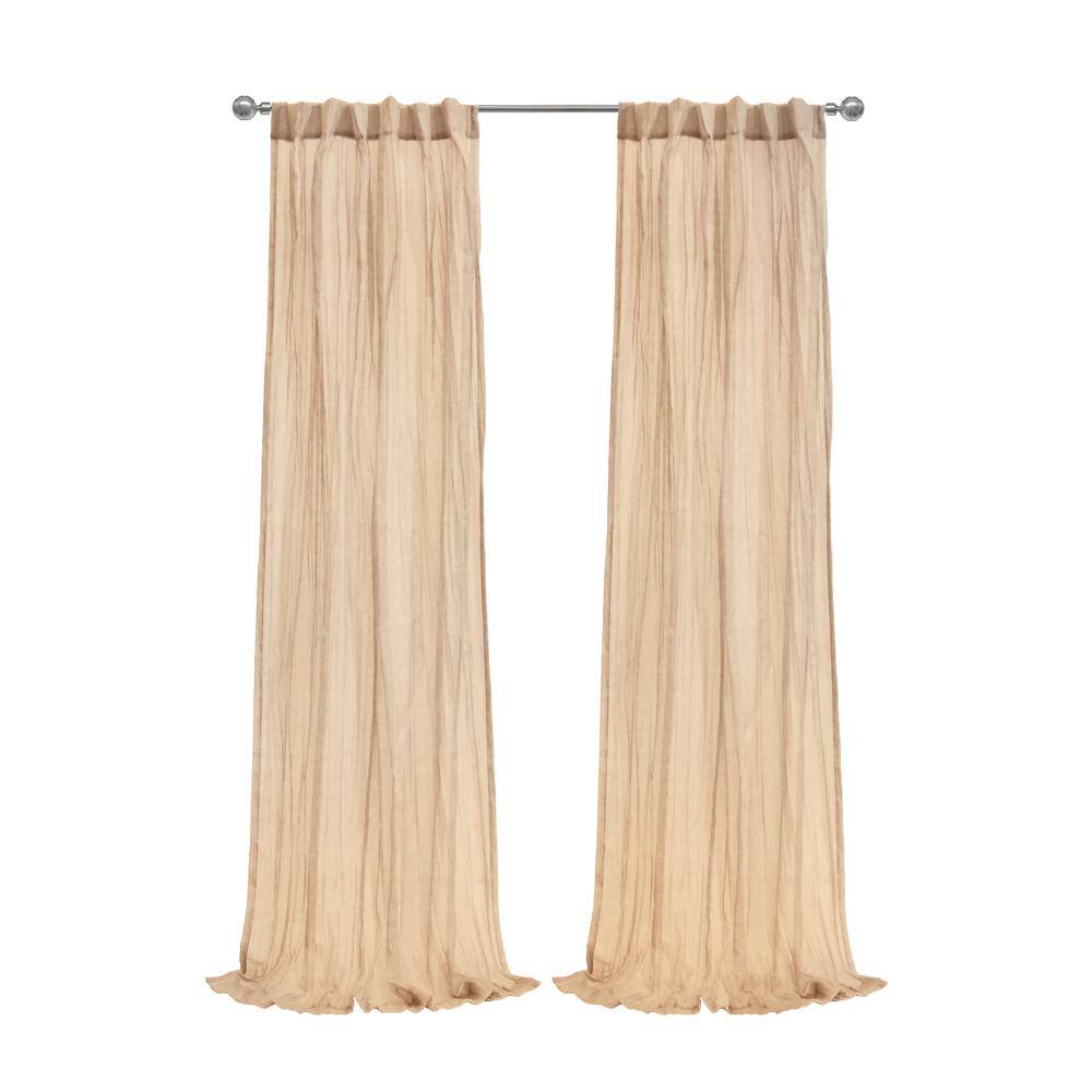 Commonwealth Home Fashions - Habitat Paloma Sheer Dual Header Stylish and Functional Curtain Panel 52" x 95" - Apricot