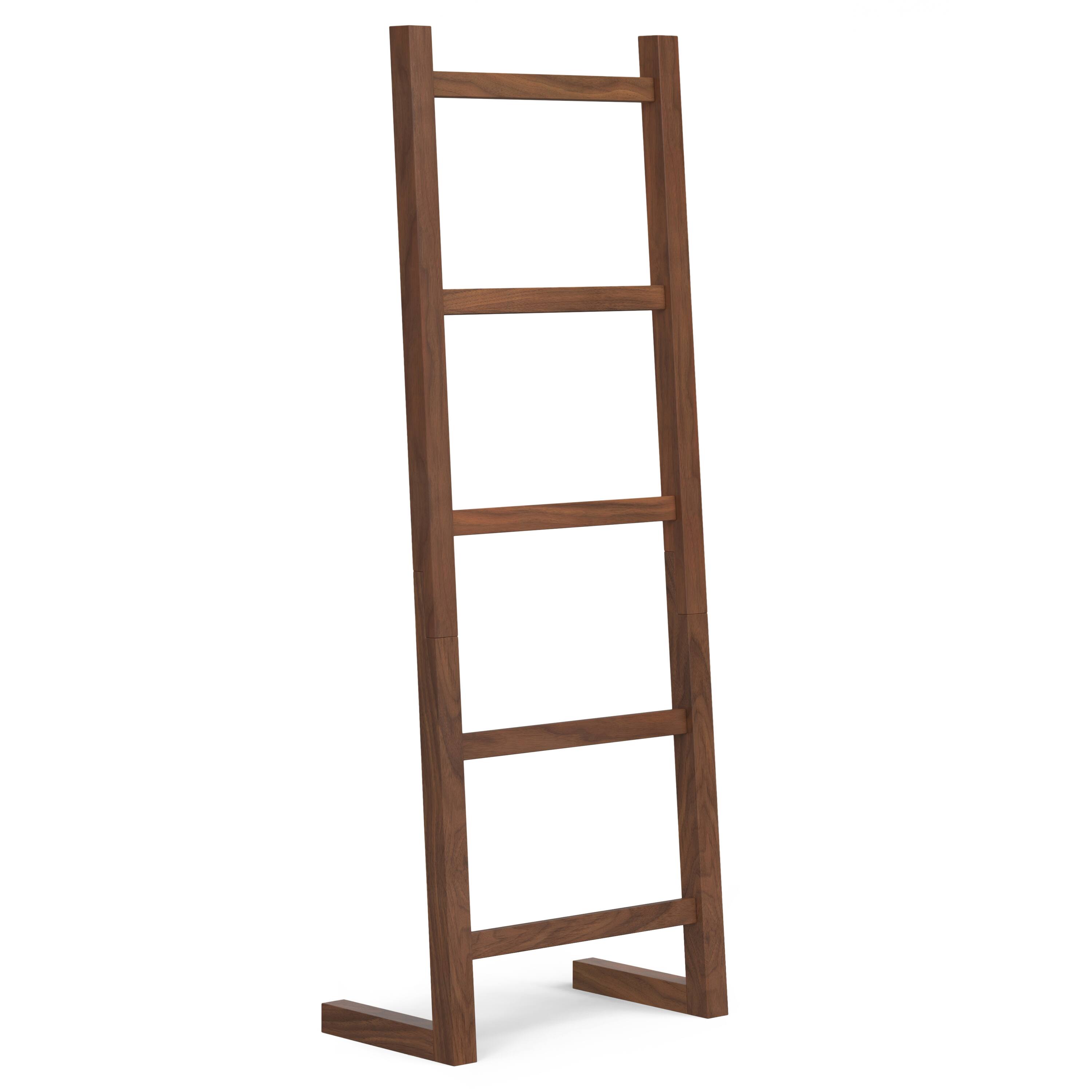 Front. Simpli Home - Bray SOLID ACACIA WOOD 63 inch x 23 inch Contemporary Bath Towel and Blanket Ladder Shelf in Natural Walnut - Natural Walnut.