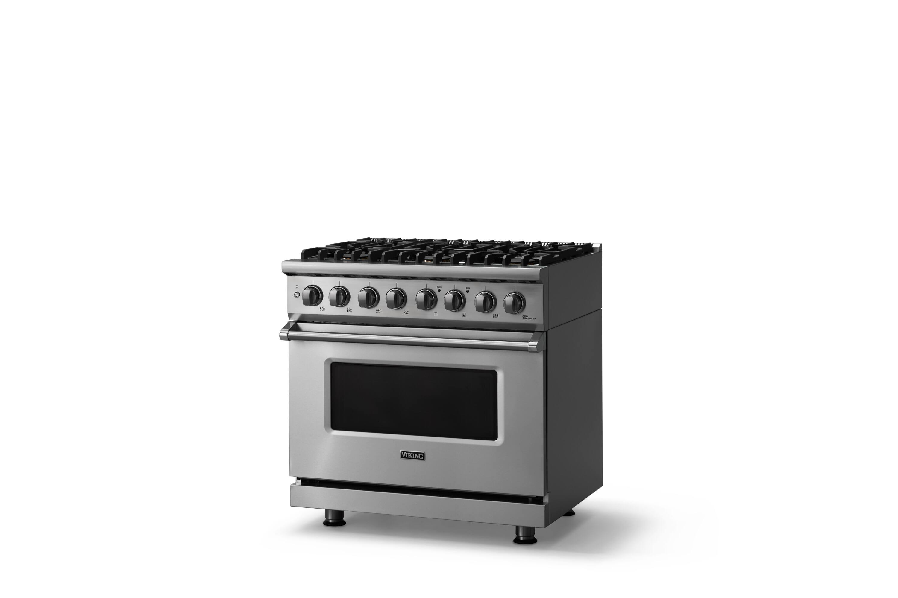 Angle. Viking - Pro 5 Series 5.6 Cu. Ft. Freestanding Sealed 6 Burner Dual Fuel Convection Range - Stainless Steel - Stainless Steel.
