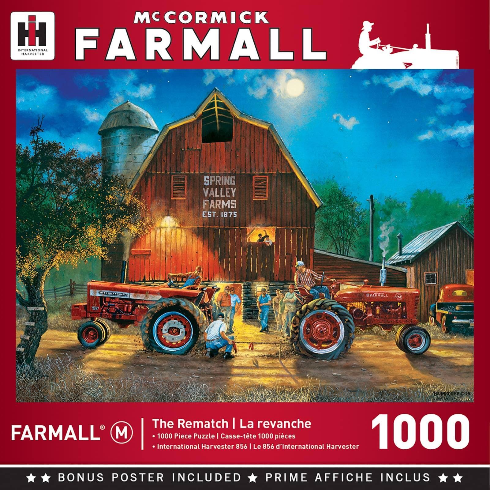 McCormick Farmall  
Spring Valley Farms  
Est. 1875  

The Rematch | La revanche  
1000 Piece Puzzle | Casse-tête 1000 pièces  
International Harvester 856 | Le 856 d'International Harvester  

BONUS POSTER INCLUDED | PRIME AFFICHE INCLUS