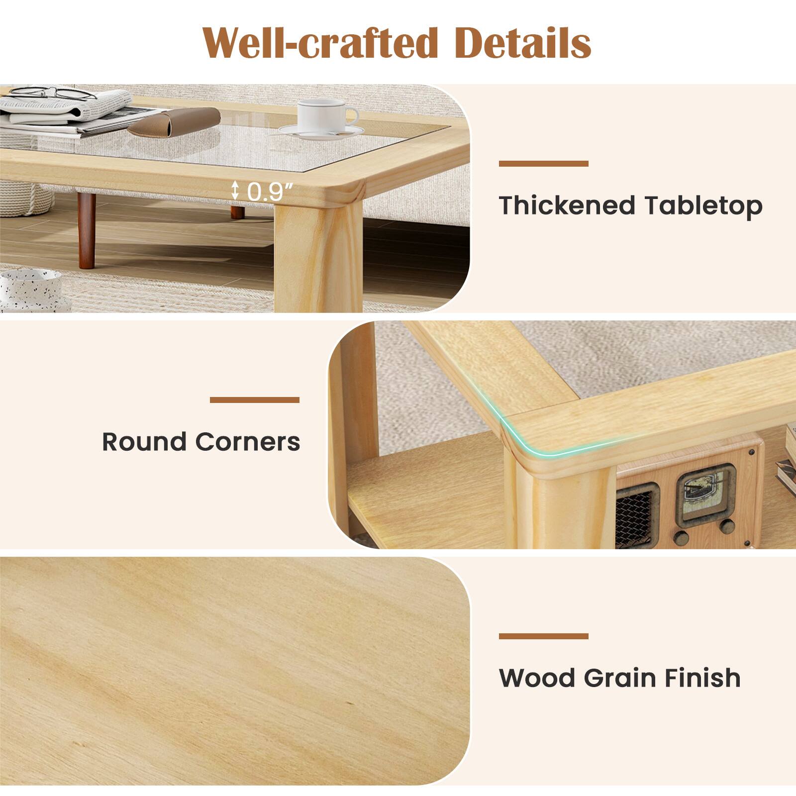 Well-crafted Details
Thickened Tabletop
Round Corners
Wood Grain Finish