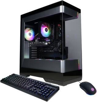 Front. CyberPowerPC - Gaming Desktop - AMD Ryzen 5 8400F - NVIDIA GeForce RTX 3050 6GB - 16GB DDR5 - 1TB PCIe 4.0 SSD Storage - Black.
