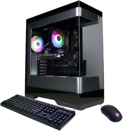 Front. CyberPowerPC - Gaming Desktop - AMD Ryzen 5 8400F - NVIDIA GeForce RTX 3050 6GB - 16GB DDR5 - 1TB PCIe 4.0 SSD Storage - Black.