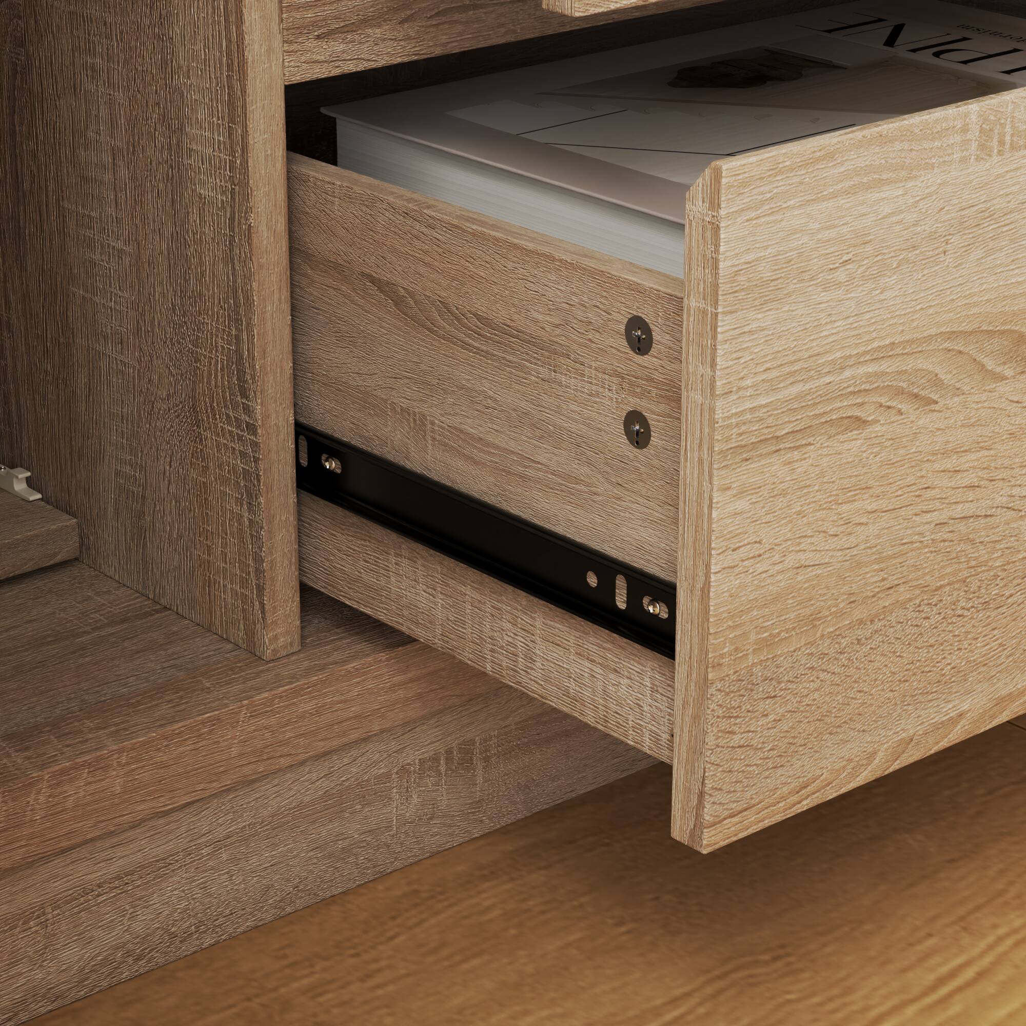 Alt View 9. Famapy - Famapy Multifunctional Storage Cabinet: Smart Security Meets Hidden Organization - Wooden.