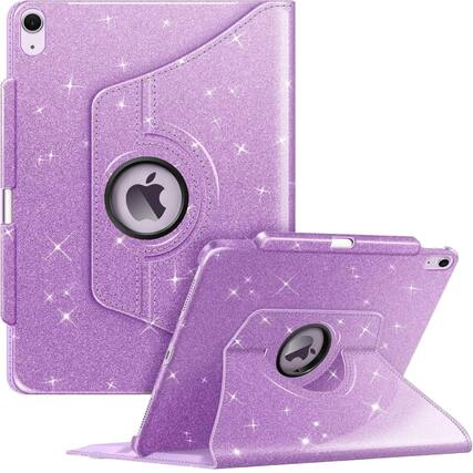 Front. Kitcheniva - Rotating 360 Degree Stand Case For iPad Air 13 Inch M3 2025 With Pencil Holder Glittering Purple - Glittering Purple.