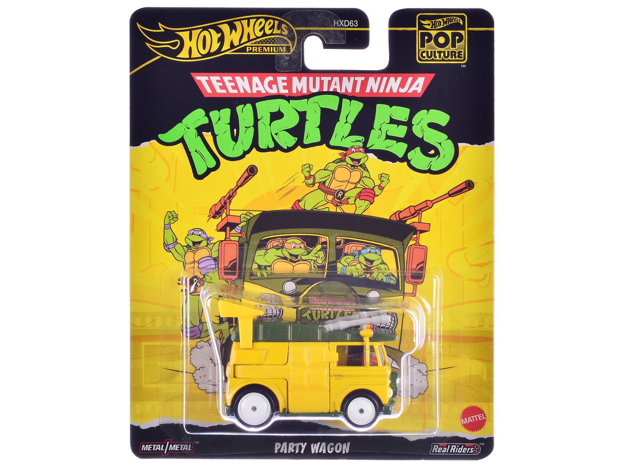 Hot Wheels Premium Pop Culture Teenage Mutant Ninja Turtles 12SMAAE MULSAS DC MN KURIE MATTEL i MET METAL | METAL METAL Party Wagon FM Real Riders