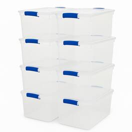 Homz - 66 Quart Heavy Duty Modular Stackable Storage Containers, 8 Pack - Clear