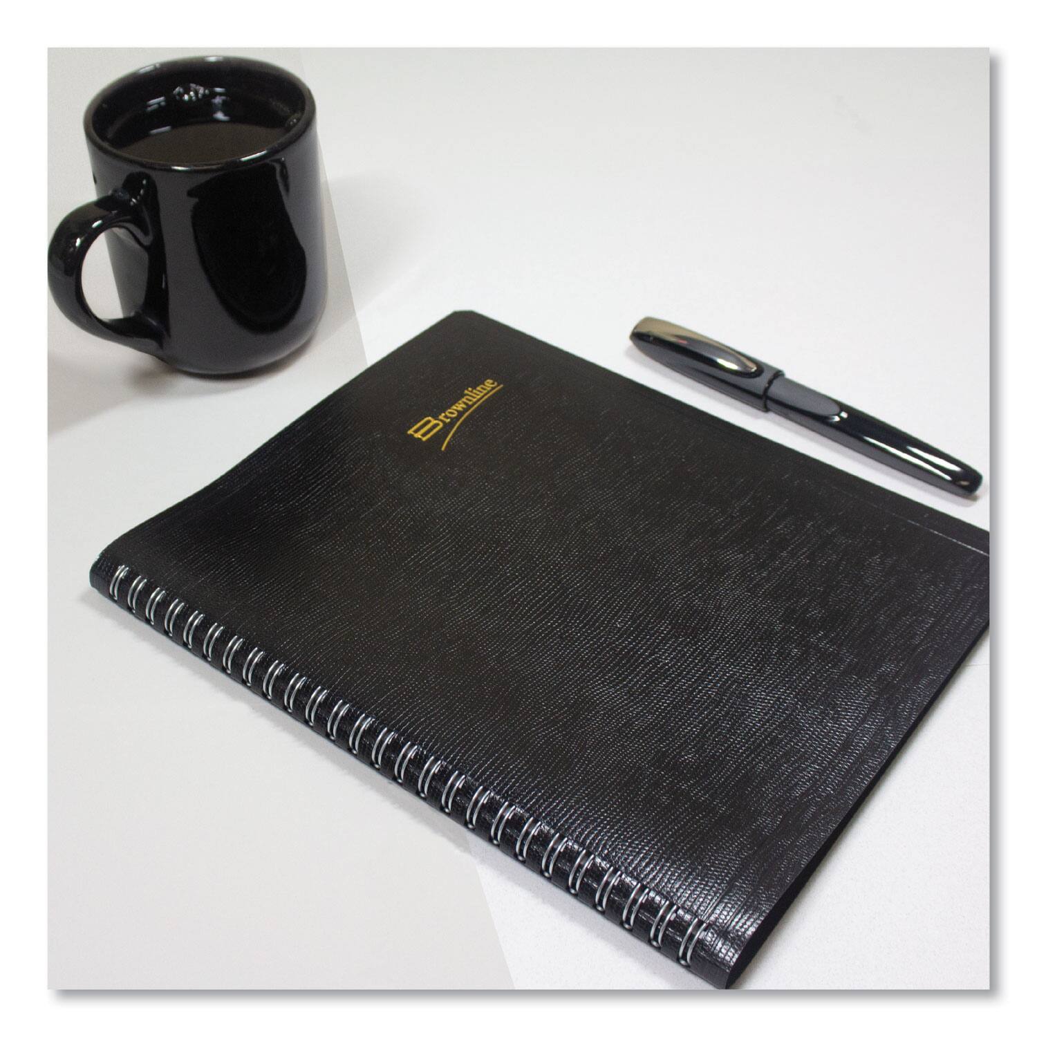 Back. Brownline - Essential Collection 14 Month Ruled Monthly Planner 8.88 x 7.13 Black Cover 14 Month Dec 2025 to Jan 2027.