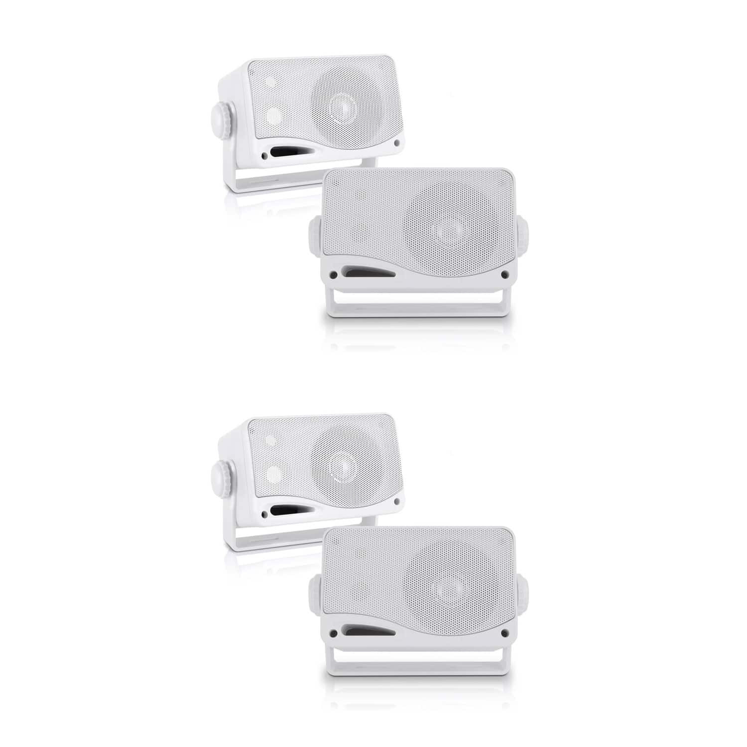 Pyle - PLMR24 3.5 Inch 3 Way Marine Audio Speakers Outdoor Weatherproof (2 Pair)
