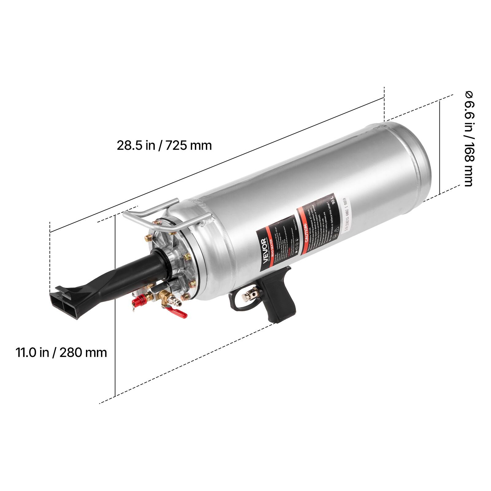 28.5 in / 725 mm  
6.6 in / 168 mm  
11.0 in / 280 mm