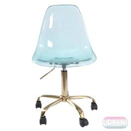 Mainstays - Vibrant Acrylic Rolling Office Chair with Golden Base, Adjustable Swivel for Modern Home Office Desks - Pink