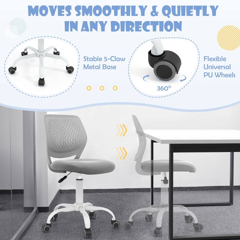 MOVES SMOOTHLY & QUIETLY IN ANY DIRECTION

- Stable 5-Claw Metal Base
- Flexible Universal PU Wheels
- 360°