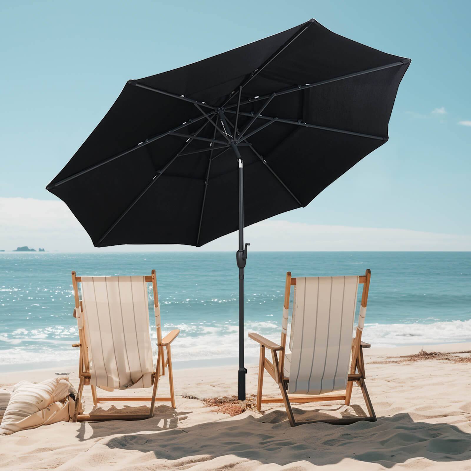 Alt View 2. Costway - Costway 10 ft 3-tier Vented Patio Umbrella Large Market Table Umbrella Outdoor Sun Shade - Black.