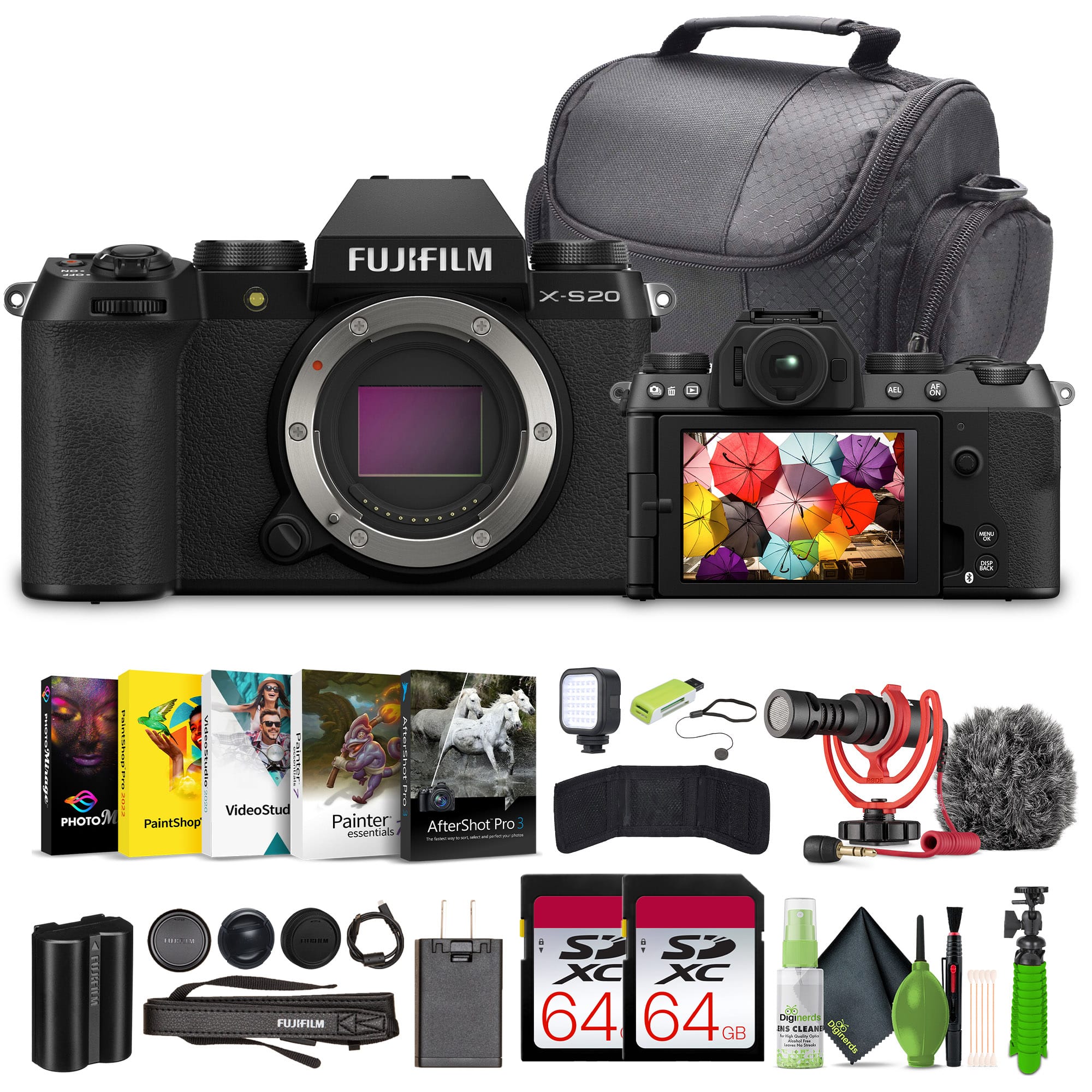 Fujifilm - X-S20 Professional Compact Digital Mirrorless Camera Body Bundle Black price history on PriceWatchPro