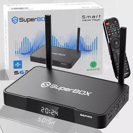 SUPERBOX - 6K Android TV Box with WiFi 6 & Voice Remote TV Streaming Media Stick Devices - Black